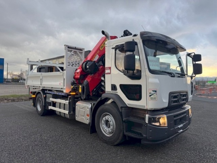 RENAULT D19 4X2 19T 380CH BVA BENNE + GRUE PK34 T/M 8 ALLONGES